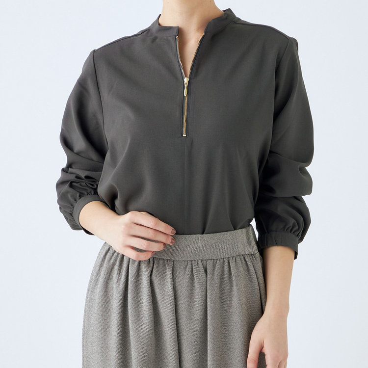 シルバーライン 【SL/長袖】ハーフゴールドジッププルオーバー/ダークグレー グレー濃色