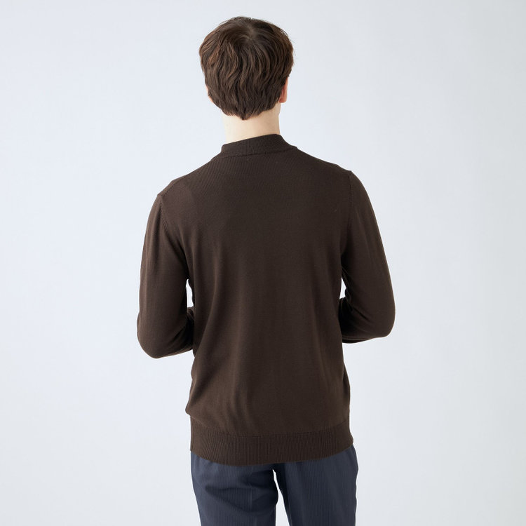 スーツセレクト 【RBC】【秋冬】ウールモックネックニットセーター/ブラウン/ZEGNA BARUFFA/マシンウォッシャブル 茶中間