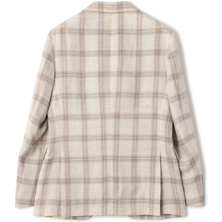 シルバーライン 【CLASSICO TAPERED】【春夏】リネンウールワイドラペル3釦段返りジャケット/ベージュ＆ブラウン×チェック/DRAGO lanificio in billa fabric made in italy 茶淡色