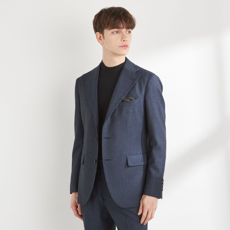 シルバーライン 【CLASSICO TAPERED】【秋冬】3釦段返りシングルスーツ 2タック/ネイビー/ウエストムーブ/MARZOTTO/※裾上げ必要 青濃色