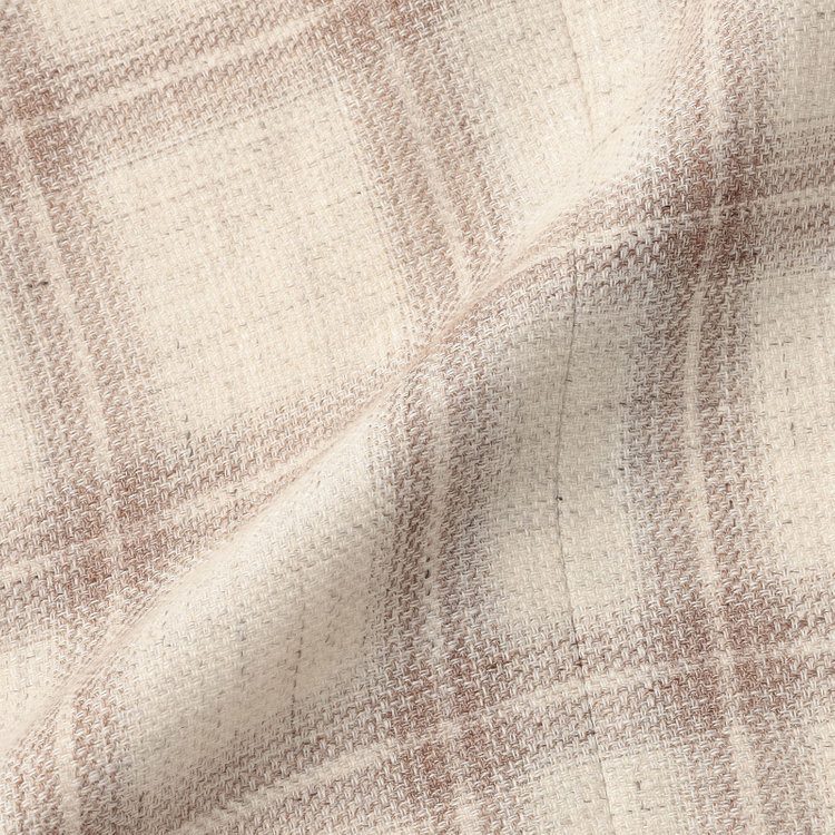 シルバーライン 【CLASSICO TAPERED】【春夏】リネンウールワイドラペル3釦段返りジャケット/ベージュ＆ブラウン×チェック/DRAGO lanificio in billa fabric made in italy 茶淡色