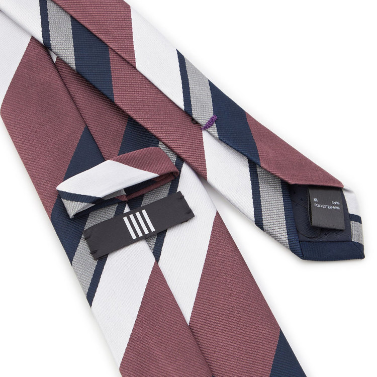 ブラックライン 【BLACK LINE】シルクブレンドストライプネクタイ 7.5cm幅/ワイン×ネイビー その他