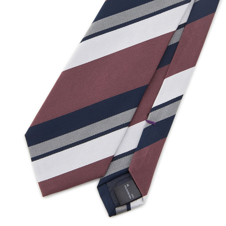 ブラックライン 【BLACK LINE】シルクブレンドストライプネクタイ 7.5cm幅/ワイン×ネイビー その他