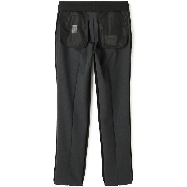 ブラックライン 【SLIM TAPERED】【春夏】0タックテーパードパンツ/グレー×バーズアイ/「氷撃」冷感PRINT/4S SUSTAINABILITY&ECOLOGY FABRIC「ウォッシャブル」「ストレッチ」/※裾上げ済み仕様 グレー濃色