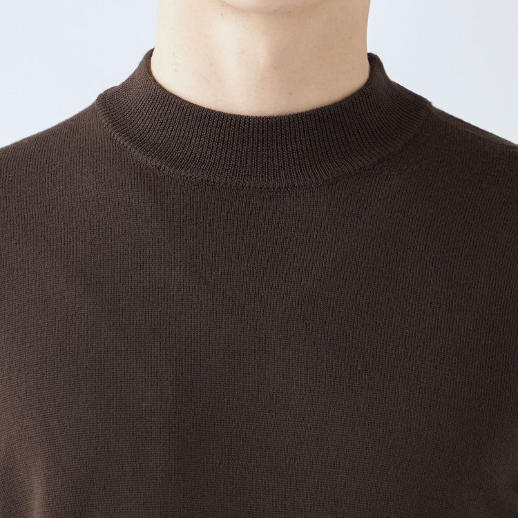 スーツセレクト 【RBC】【秋冬】ウールモックネックニットセーター/ブラウン/ZEGNA BARUFFA/マシンウォッシャブル 茶中間