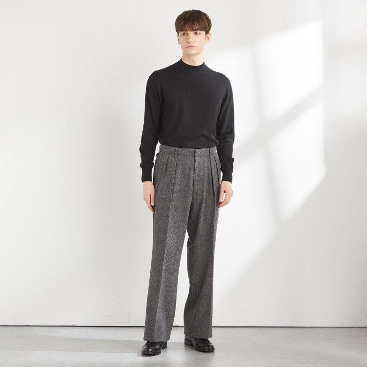 シルバーライン 【Take.it.easy】【秋冬】2タックワイドパンツ/グレー×ドネガルツイード/※裾上げ必要 グレー濃色