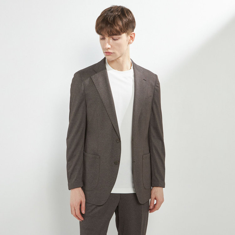 シルバーライン 【CLASSICO TAPERED】【春夏】2釦シングルジャケット/ブラウン/パッチポケット/4S SUSTAINABILITY&ECOLOGY FABRIC 茶濃色
