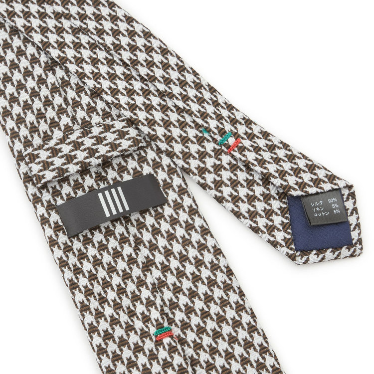ブラックライン 【BLACK LINE】シルクリネンコットンチェックネクタイ 7.5cm幅/ブラウン×ホワイト その他
