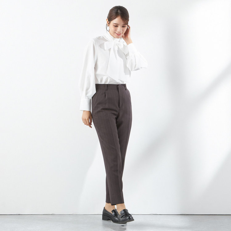 SUIT SELECT　アウトレット 【WEB限定/OUTLET/汚れ・キズ等有】【SILVER LINE/長袖】ボウタイブラウス/ホワイト 白