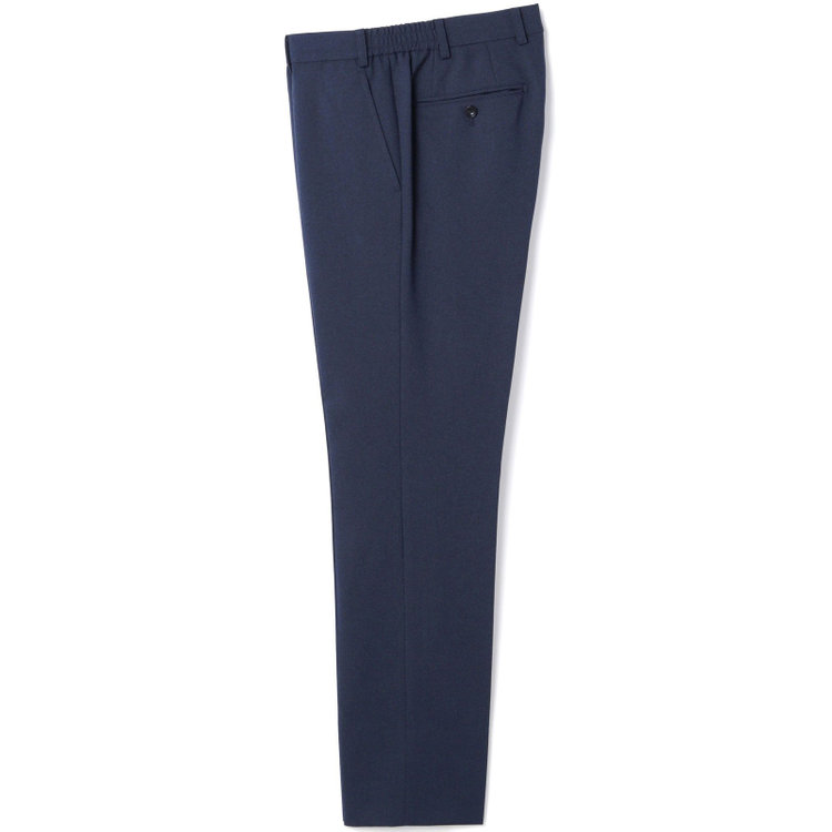ブラックライン 【SLIM TAPERED_2】【年間】2釦シングルスーツ 0タック/ネイビー/ウエストシャーリング/4S SUSTAINABILITY&ECOLOGY FABRIC/ウォッシャブル/※パンツ裾上げ済仕様 紺中間