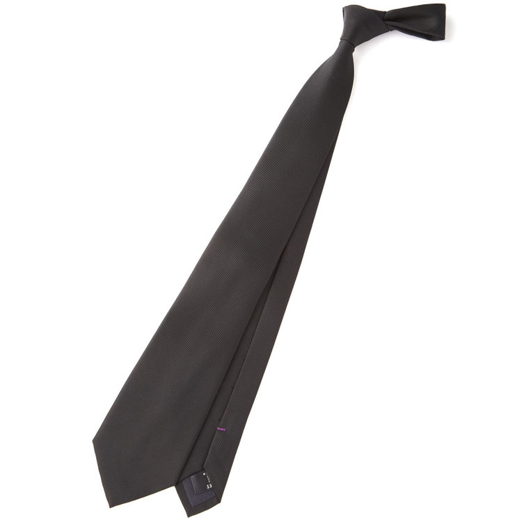 【WEB限定/OUTLET/汚れ・キズ等有】【BLACK LINE】シルクブレンドソリッドネクタイ 7.5cm幅/ブラック