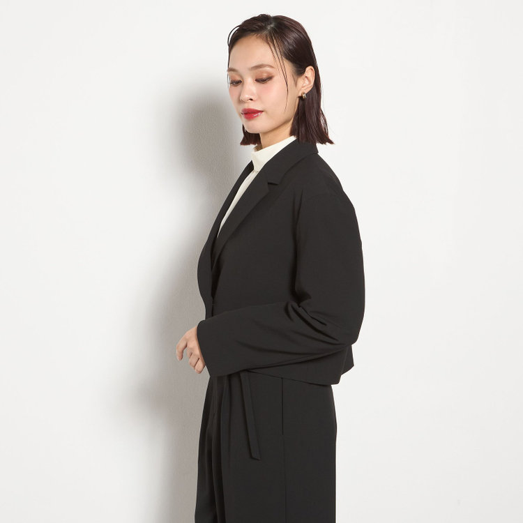 ブラックライン 【セットアップ対応】1釦セミダブルのショートジャケット/ブラック 黒