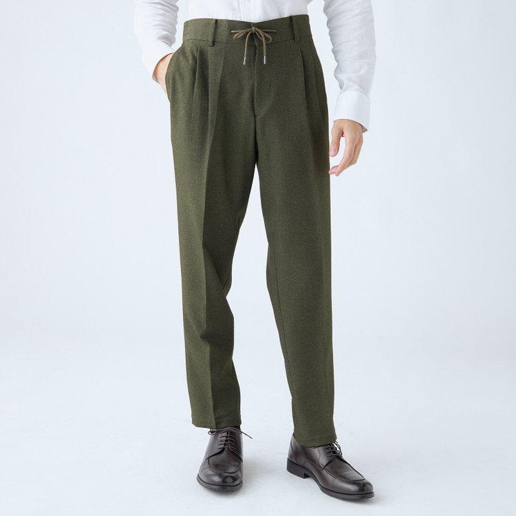 シルバーライン 【発送在庫あり】【RBC】【秋冬】3釦段返りシングルスーツ 2タック/カーキ/パッチポケット/ドローコード&ウエストシャーリング/※パンツ裾上げ済仕様 緑中間