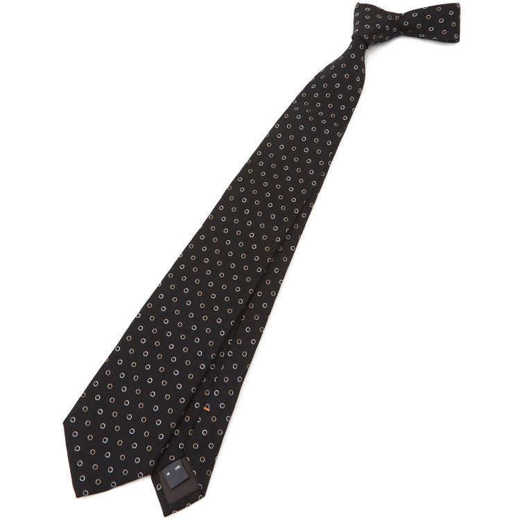 SILVER LINE】シルク小紋ネクタイ 8.5cm幅/ブラック/SARUTAHIKO