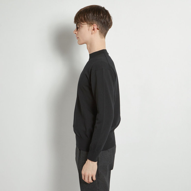 スーツセレクト  【RBC】コットンブレンドモックネックニット/ブラック/マシンウォッシャブル/「UVカット」「接触冷感」 黒