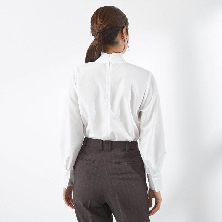SUIT SELECT　アウトレット 【WEB限定/OUTLET/汚れ・キズ等有】【SILVER LINE/長袖】ボウタイブラウス/ホワイト 白