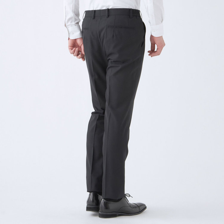 シルバーライン 【CLASSICO TAPERED】【年間】スペアパンツ付き/2釦シングルスーツ 1タック/ブラック×ストライプ/ウエストシャーリング仕様/ウォッシャブル/※裾上げ必要 黒