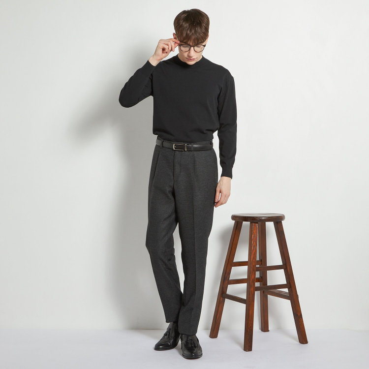 スーツセレクト  【RBC】コットンブレンドモックネックニット/ブラック/マシンウォッシャブル/「UVカット」「接触冷感」 黒