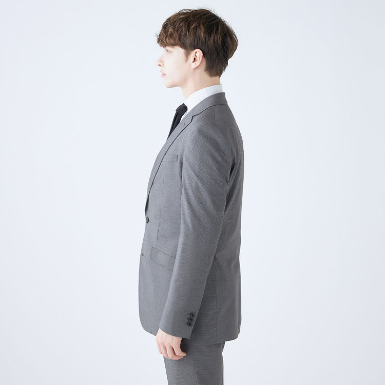 ブラックライン 【SLIM TAPERED_2】【春夏】2釦シングルスーツ 0タック/グレー/ウエストシャーリング/4S SUSTAINABILITY&ECOLOGY FABRIC/ウォッシャブル/※パンツ裾上げ済仕様 グレー中間