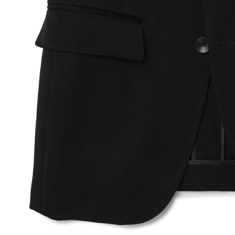 シルバーライン 【CLASSICO TAPERED】【年間】【フォーマル対応可】2釦シングルフォーマルスーツ 1タック/ブラック×ソリッド/BISHU JAPAN FABRIC Super100's/ウエストサイドアジャスター仕様/※裾上げ必要 黒