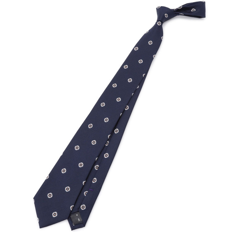ブラックライン 【BL】シルク小紋ネクタイ 7.5cm幅/ネイビー その他