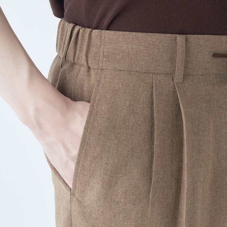 シルバーライン 【RBC】【春夏】2タックパンツ/ブラウン/ウエストシャーリング仕様/4S SUSTAINABILITY&ECOLOGY FABRIC/※裾上げ済仕様 茶中間
