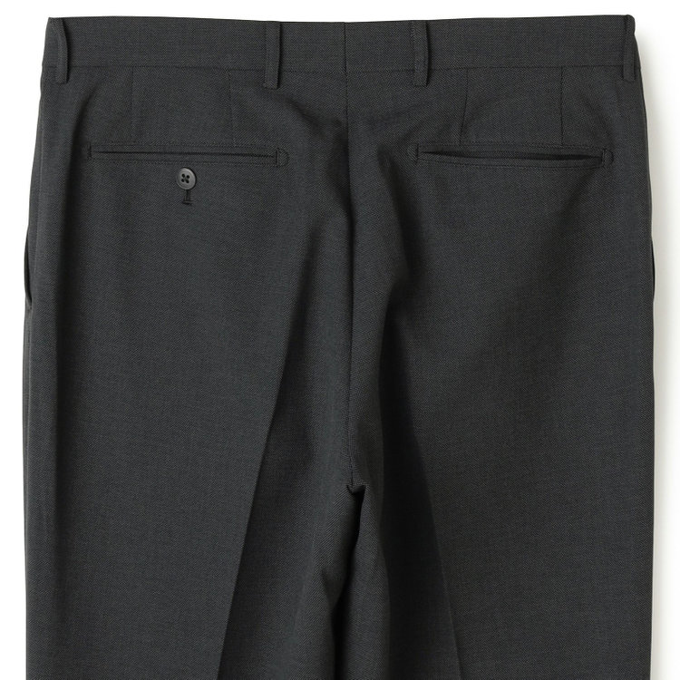 ブラックライン 【SLIM TAPERED】【春夏】0タックテーパードパンツ/グレー×バーズアイ/「氷撃」冷感PRINT/4S SUSTAINABILITY&ECOLOGY FABRIC「ウォッシャブル」「ストレッチ」/※裾上げ済み仕様 グレー濃色
