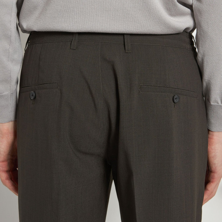 ソノタ 【発送在庫あり】【BLACK LINE】【春夏】0タックテーパードパンツ/カーキ/ドローコード/ウエストシャーリング/※裾上げ済仕様 黄淡色