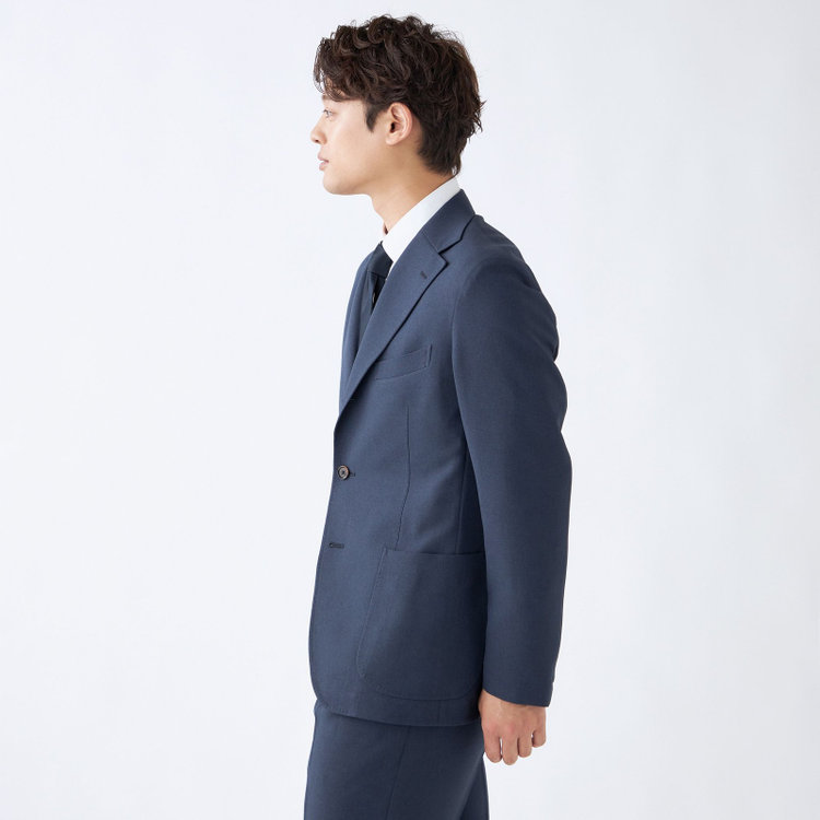 シルバーライン 【RBC】【春夏】3釦段返りシングルスーツ 2タック/ネイビー/パッチポケット/ドローコード&ウエストシャーリング/※パンツ裾上げ済仕様 紺中間