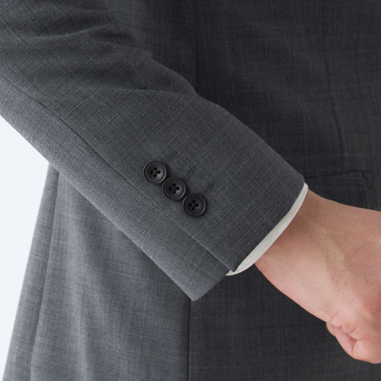 ブラックライン 【SLIM TAPERED_2】【春夏】2釦シングルスーツ 0タック/グレー×シャドー/ウエストシャーリング/4S SUSTAINABILITY&ECOLOGY FABRIC/※パンツ裾上げ済仕様 グレー中間