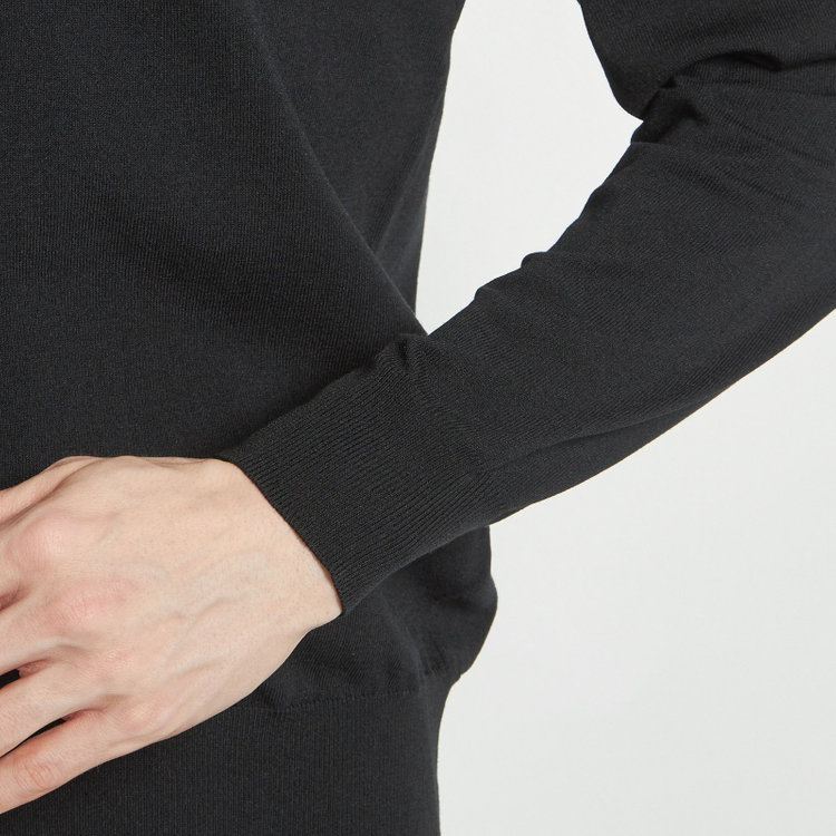 スーツセレクト  【RBC】コットンブレンドモックネックニット/ブラック/マシンウォッシャブル/「UVカット」「接触冷感」 黒