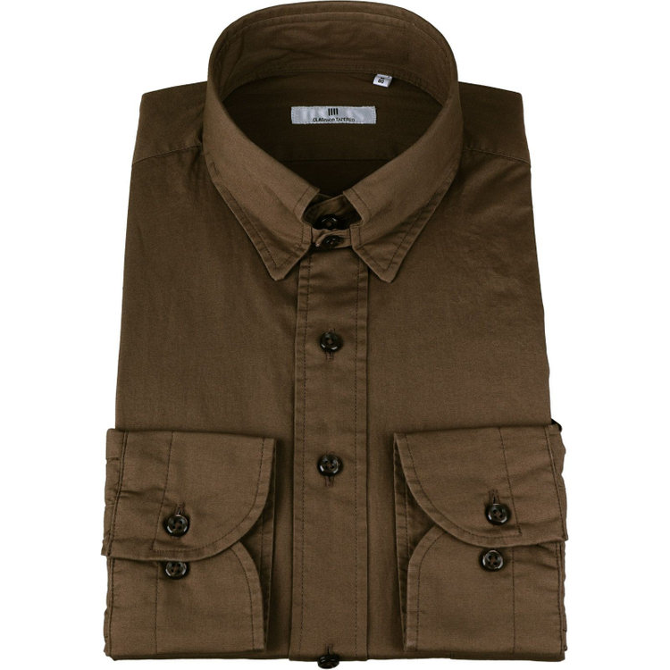 SUIT SELECT　アウトレット 【WEB限定/OUTLET/汚れ・キズ等有】【CLASSICO TAPERED】タブカラードレスワイシャツ/ブラウン×ソリッド ブラウン系(茶)