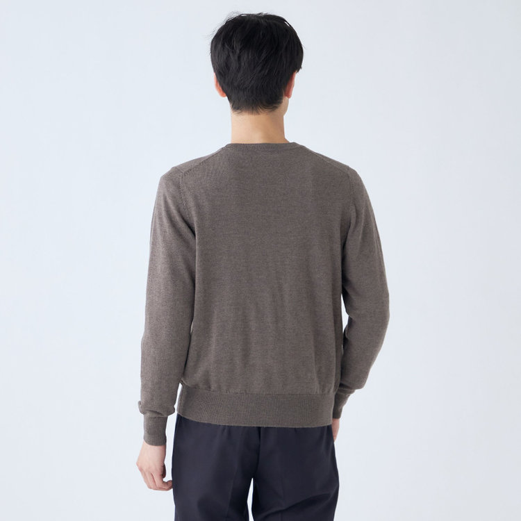 スーツセレクト 【RBC】【秋冬】ウール100%ニットカーディガン/ブラウン/ZEGNA BARUFFA/マシンウォッシャブル 茶中間