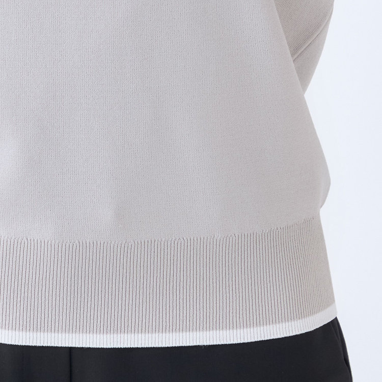 シルバーライン 【SILVER LINE/５分袖】総針バイカラーVネックニット/グレー×ホワイト グレー淡色