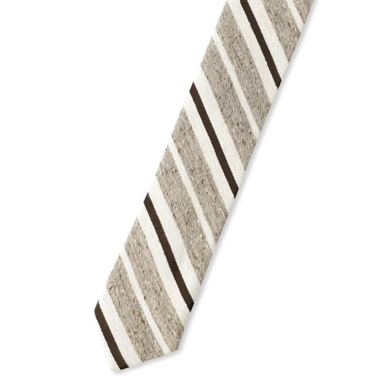 シルバーライン 【発送在庫あり】【SILVER LINE】シルクストライプネクタイ 8.5cm幅/ベージュ×ホワイト/Finest fabrics by COMO ITALY その他