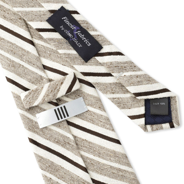 シルバーライン 【発送在庫あり】【SILVER LINE】シルクストライプネクタイ 8.5cm幅/ベージュ×ホワイト/Finest fabrics by COMO ITALY その他