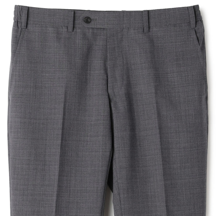ブラックライン 【SLIM TAPERED_2】【春夏】2釦シングルスーツ 0タック/グレー×シャドー/ウエストシャーリング/4S SUSTAINABILITY&ECOLOGY FABRIC/※パンツ裾上げ済仕様 グレー中間