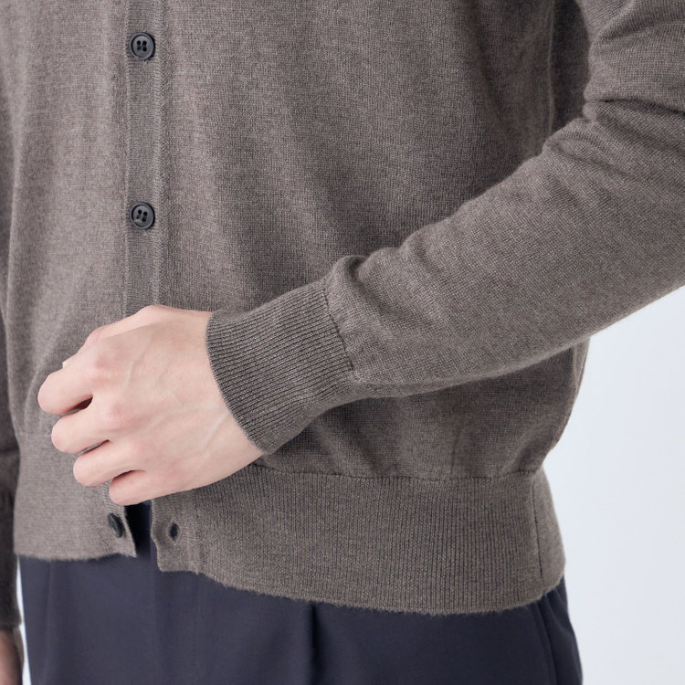 スーツセレクト 【RBC】【秋冬】ウール100%ニットカーディガン/ブラウン/ZEGNA BARUFFA/マシンウォッシャブル 茶中間