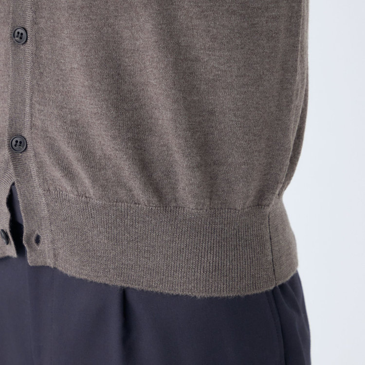 スーツセレクト 【RBC】【秋冬】ウール100%ニットカーディガン/ブラウン/ZEGNA BARUFFA/マシンウォッシャブル 茶中間