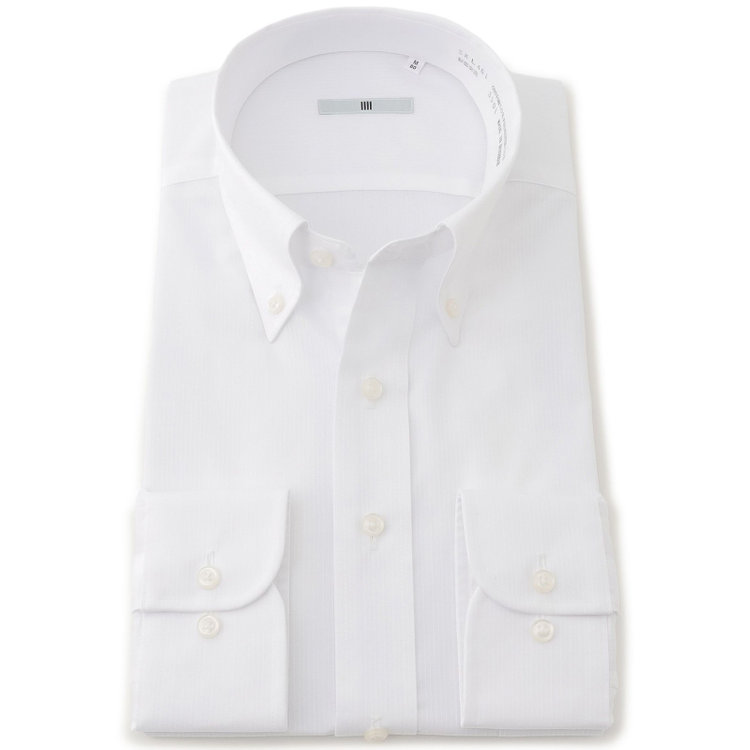 シルバーライン 【SILVER LINE】【形態安定】ボタンダウンカラーワイシャツ/ホワイト×ドビーストライプ 白