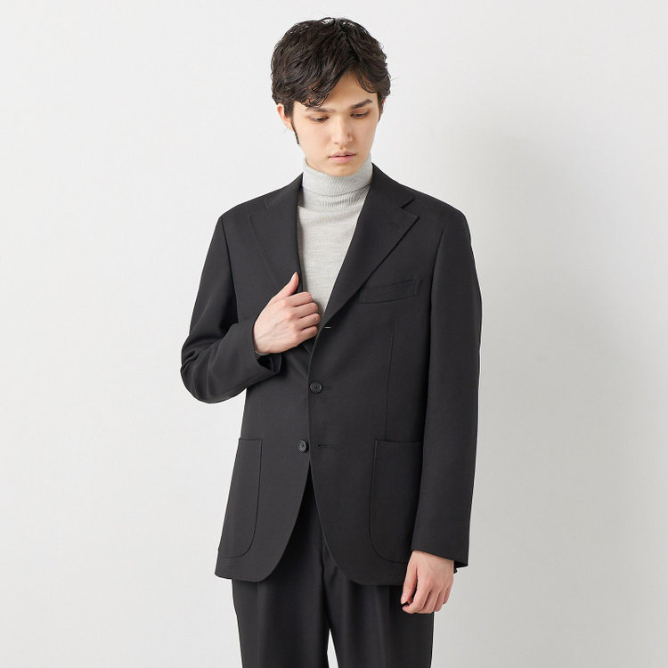 シルバーライン 【RBC CLASSICO WIDE】【秋冬】段返り3釦ジャケット 2タックパンツ /ブラック×ソリッド /ドローコード＆ウエストシャーリング仕様 /ウォッシャブル ※裾上げ必要 黒