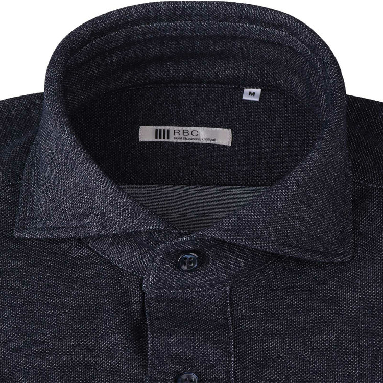 スーツセレクト 【発送在庫あり】【RBC/半袖】カッタウェイBIZポロシャツ プルオーバータイプ/ネイビー/4S コットンブレンド ブルー系(青)