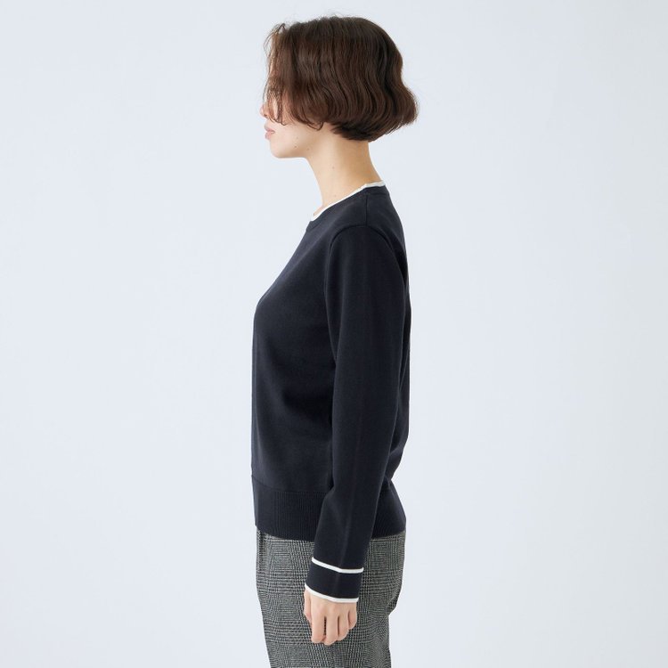 シルバーライン 【SL】【秋冬】 ラウンドネック ニットセーター/ネイビー/マシンウォッシャブル 紺中間