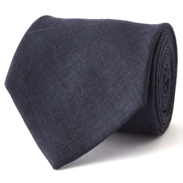 シルバーライン 【SILVER LINE】リネンソリッド系ネクタイ 8.0cm幅/ネイビー その他