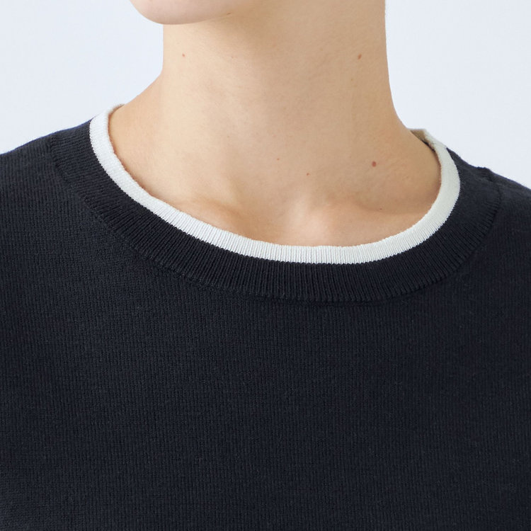 シルバーライン 【SL】【秋冬】 ラウンドネック ニットセーター/ネイビー/マシンウォッシャブル 紺中間