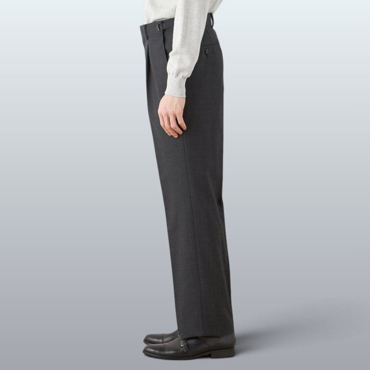 ソノタ 【発送在庫あり】【WIDE PANTS SUIT】【秋冬】1タックワイドシルエットパンツ/ダークグレー×グレンチェック/NEW ZEALAND WOOL MIX/※裾上げ必要 グレー中間
