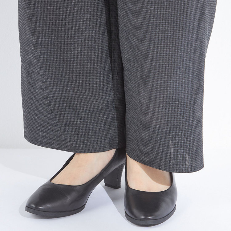 シルバーライン 【SL】【春夏】ワイドパンツ/グレー×チェック/ウエストシャーリング/ウォッシャブル/裾上げ済仕様 グレー中間