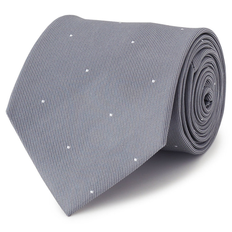 ブラックライン 【BLACK LINE】シルクブレンドドットネクタイ 7.5cm幅/グレー その他