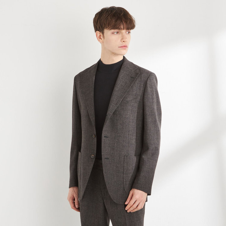 シルバーライン 【RBC】【秋冬】3釦段返りシングルスーツ 2タック/ブラウン/ドローコード&ウエストシャーリング/※パンツ裾上げ済仕様 茶濃色