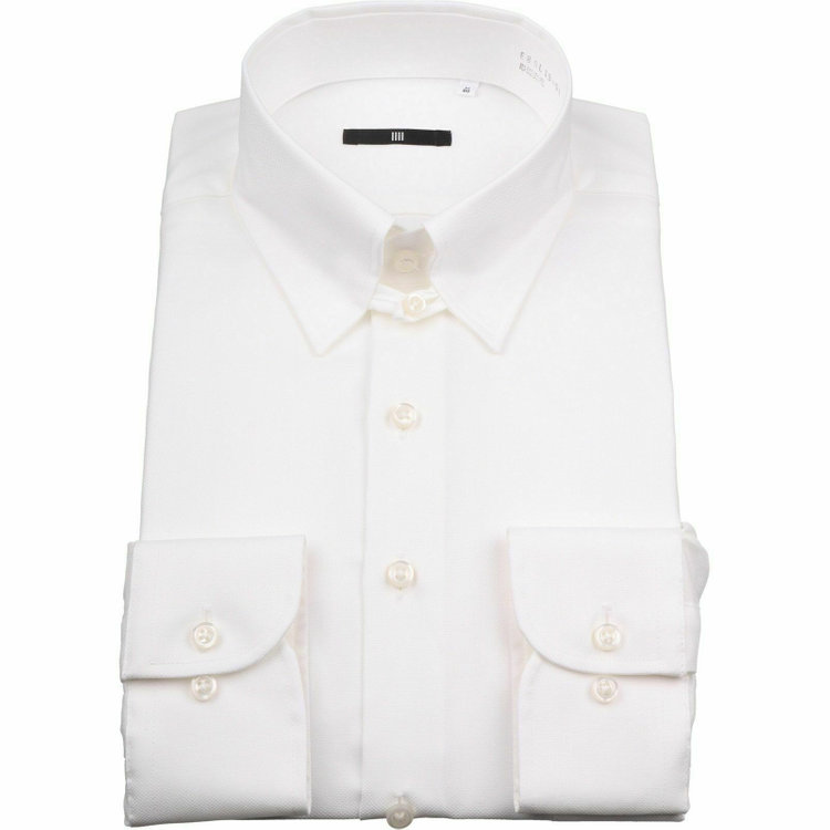 SUIT SELECT　アウトレット 【WEB限定/OUTLET/汚れ・キズ等有】【BL-3】【形態安定】タブカラードレスワイシャツ/ホワイト×ドビー/Oil guard 白